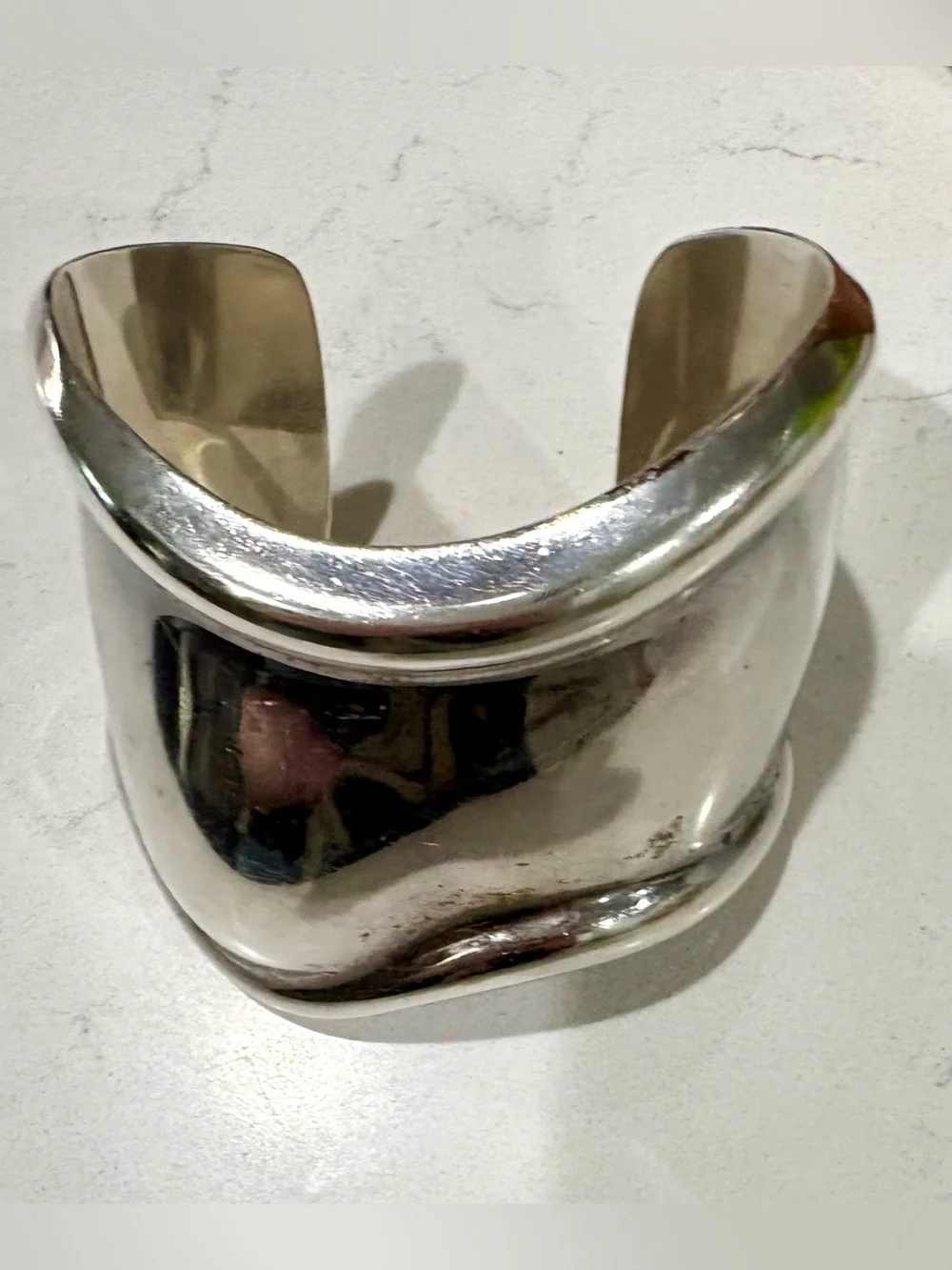 Tiffany & Co. Elsa Peretti Bone Cuff Bracelet Right Wrist Large 925 Italy